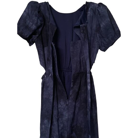 Likely Rosa Dress Womens 2 Indigo Blue Tie-Dye Puff Sleeve Maxi Cut Out Flounce - Picture 11 of 15